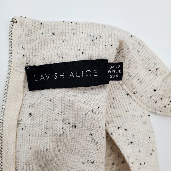 Lavish Alice Women Ivory Short Sleeve Mock Neck Cutout Top - Picture 7 of 9